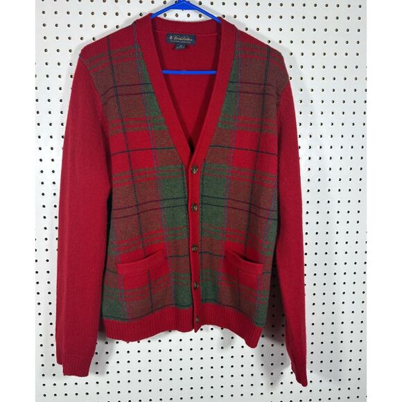Brooks Brothers Mens Plaid Lambswool cardigan vest sweater size M - Picture 1 of 6